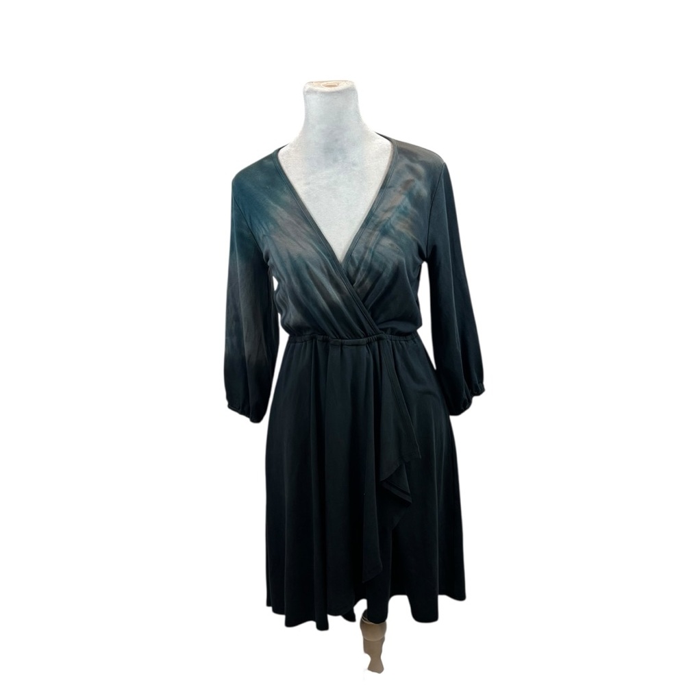 Ladies River + Sky Brand Tie Dyed Dark Teal Faux Wrap Dress See Measurements
